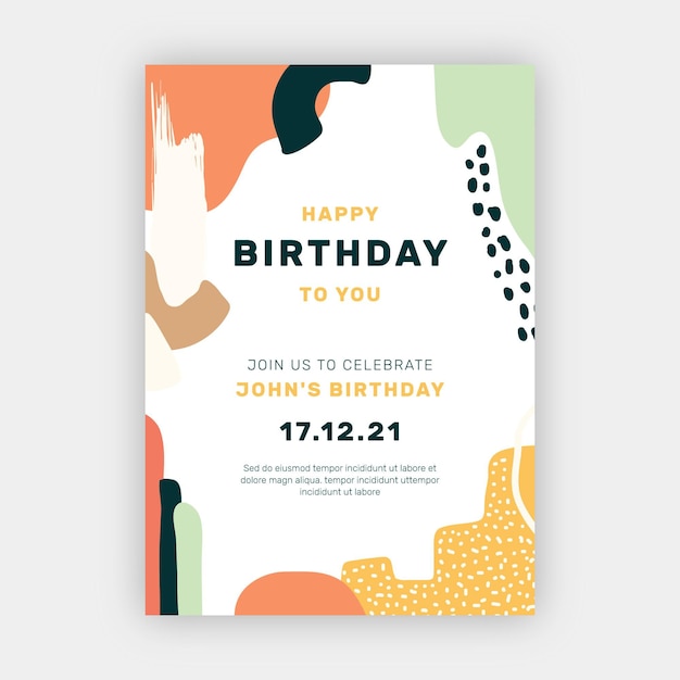 Free vector hand drawn style birthday invitation template