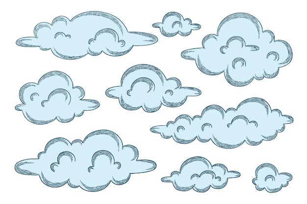 Hand drawn style cloud collection