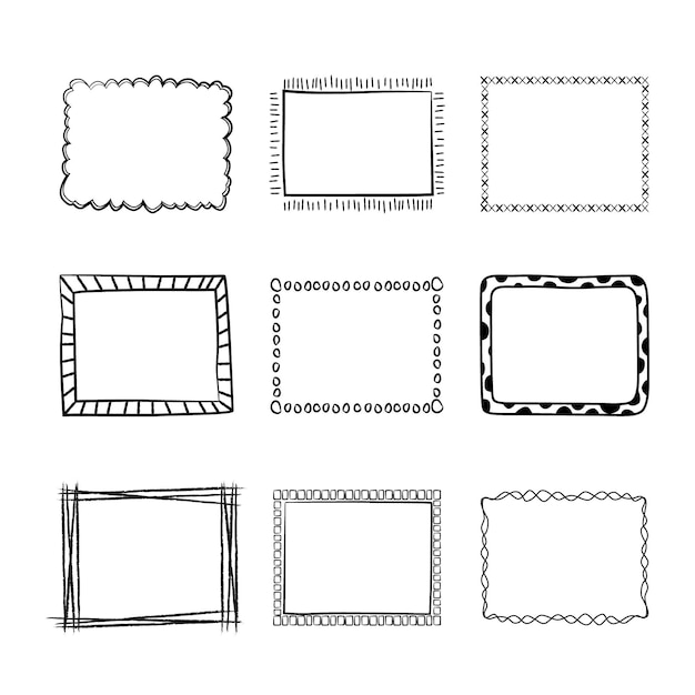 Hand drawn style doodle frame pack