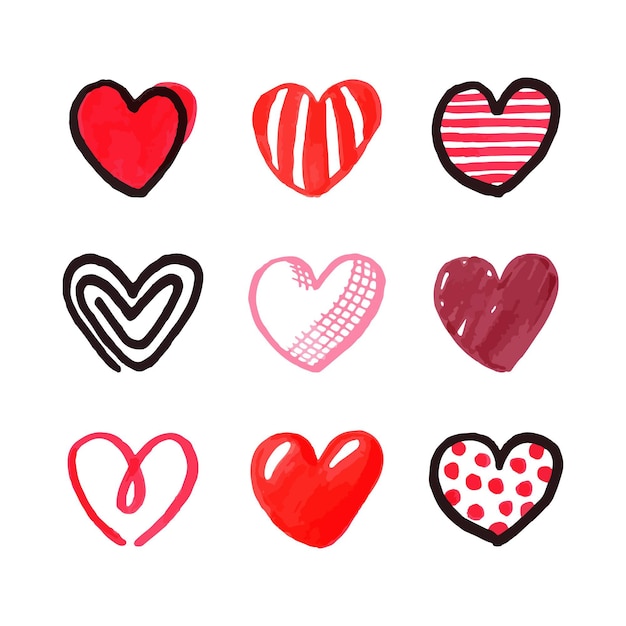 Free vector hand drawn style heart collection