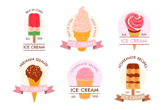 Hand drawn style ice cream label set