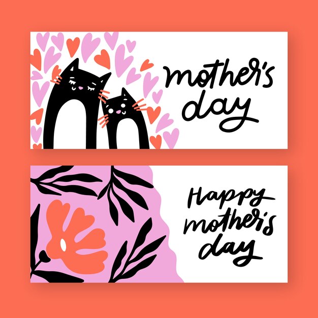 Free Vector hand drawn style mother's day banners