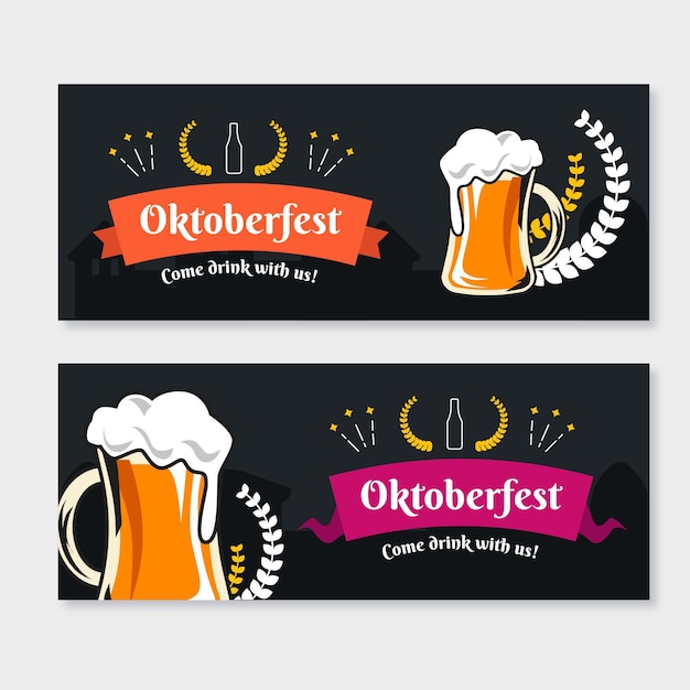 Hand drawn style oktoberfest banners