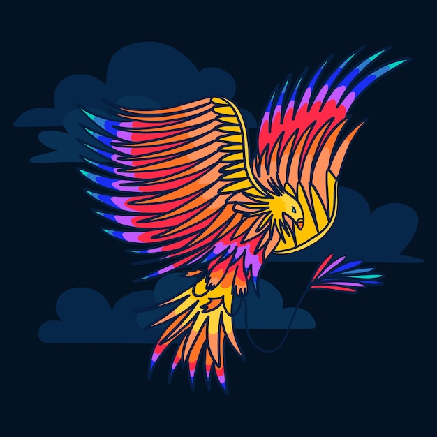 Hand drawn style phoenix bird