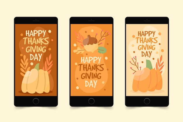 Free Vector hand drawn style thanksgiving instagram stories