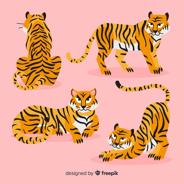 Hand drawn style tiger collection