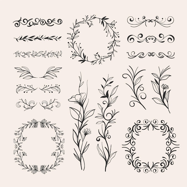 Free Vector hand drawn style wedding ornaments