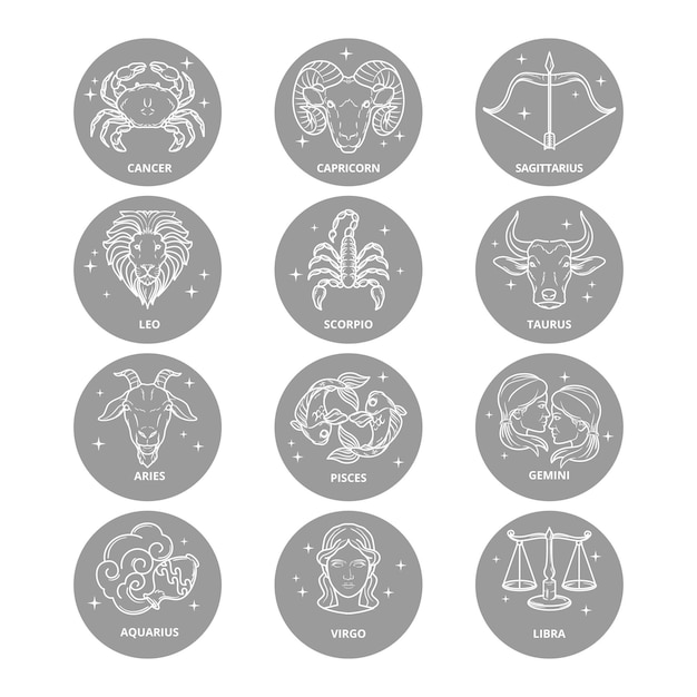 Free vector hand drawn style zodiac sign pack