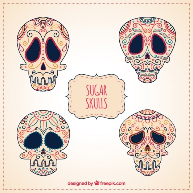 Free Vector hand drawn sugar skulls