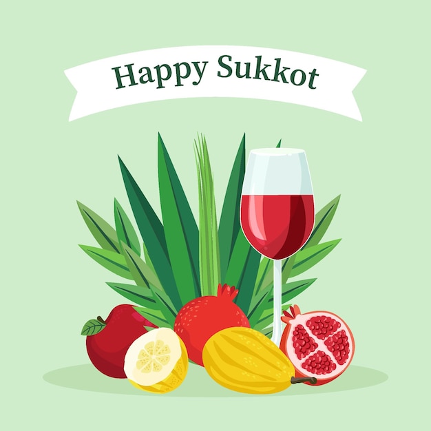 Hand drawn sukkot illustration