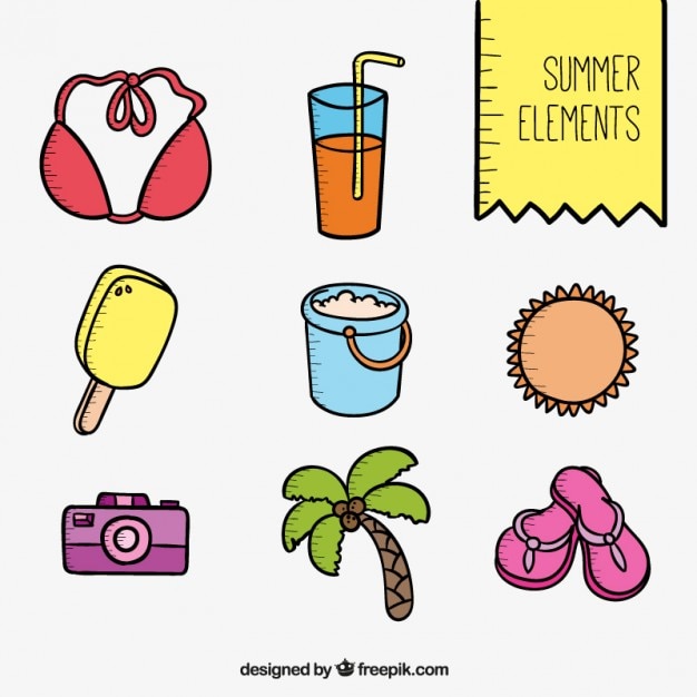 Free Vector hand drawn summer accessory collection