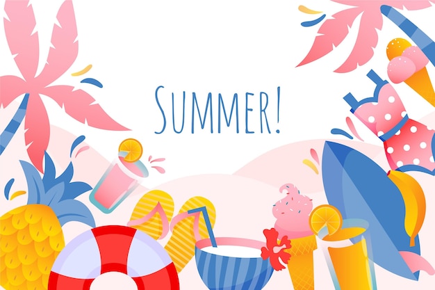 Free Vector hand-drawn summer background theme