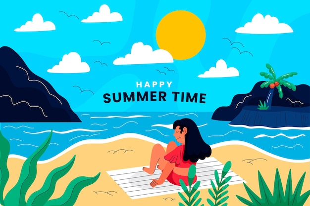 Free Vector hand drawn summer background