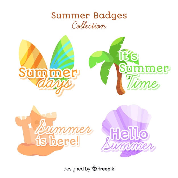 Hand drawn summer badge collection