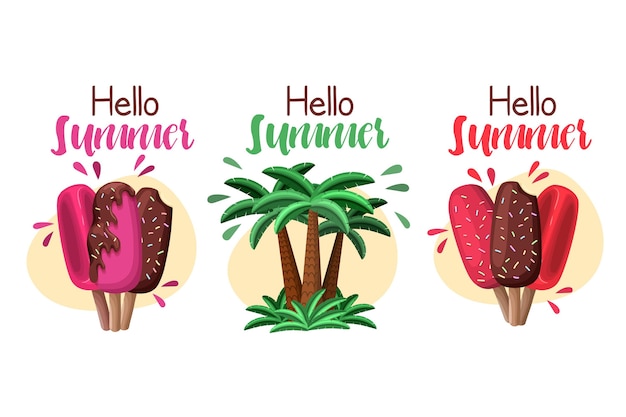 Free Vector hand drawn summer badges collection