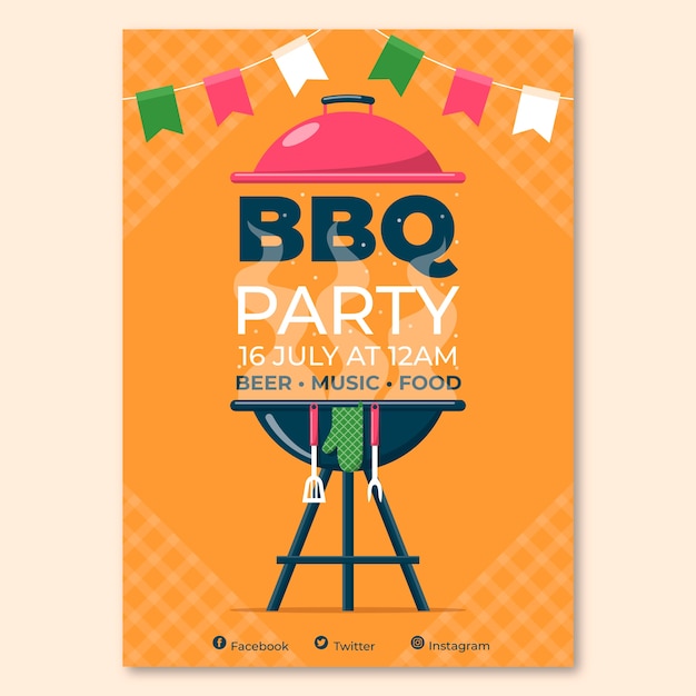 Hand drawn summer barbecue poster template