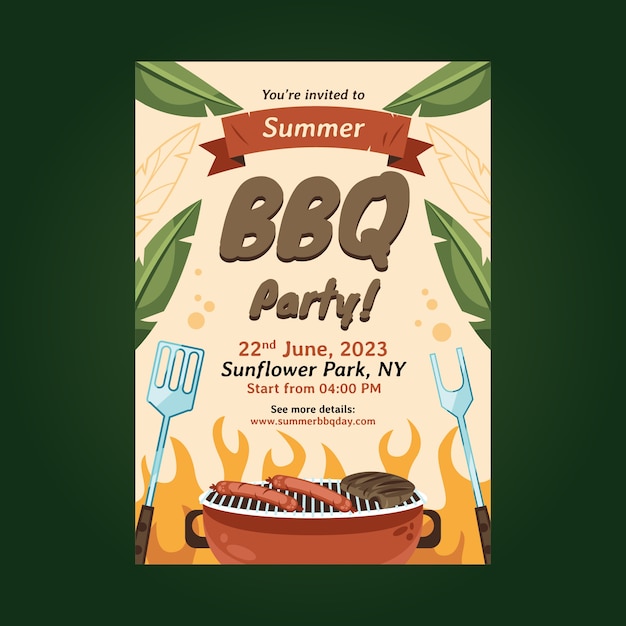 Hand drawn summer bbq invitation