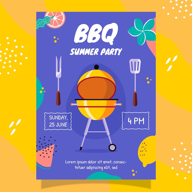 Hand drawn summer bbq poster design