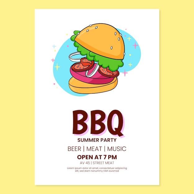 Free Vector hand drawn summer bbq poster or flyer