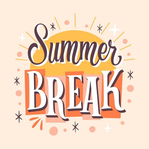 Hand drawn summer break lettering