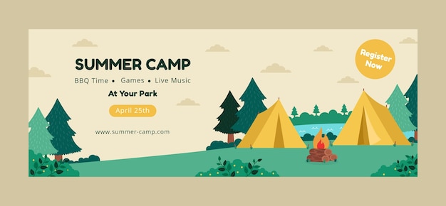 Hand drawn summer camp facebook cover