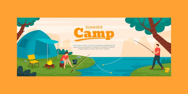 Free Vector hand drawn summer camp facebook cover