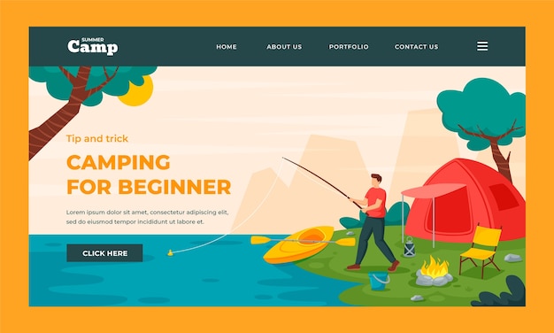 Free Vector hand drawn summer camp landing page