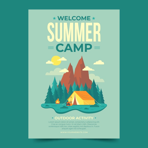 Hand drawn summer camp poster