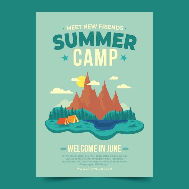 Free vector hand drawn summer camp poster