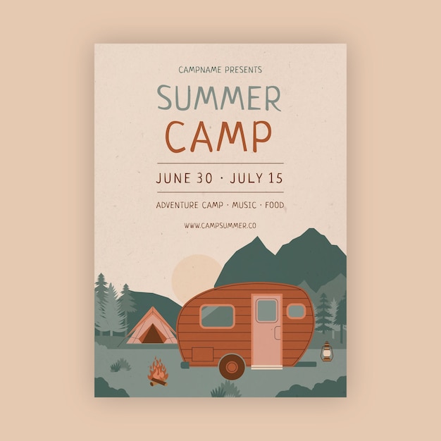 Free Vector hand drawn summer camp poster