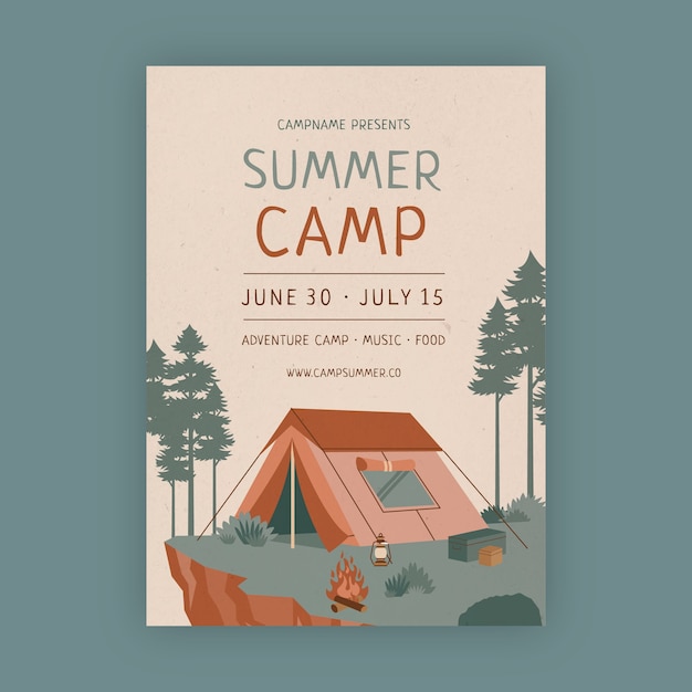 Hand drawn summer camp poster