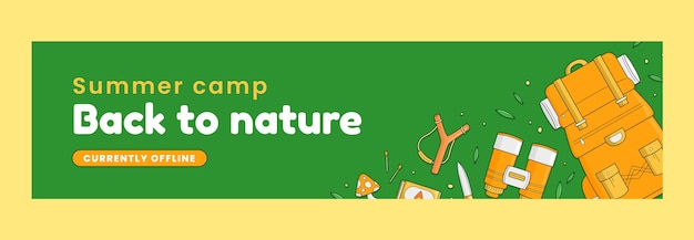 Free Vector hand drawn summer camp twitch banner