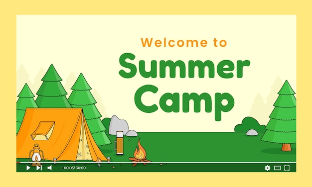 Hand drawn summer camp youtube thumbnail