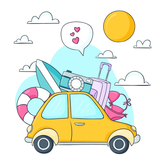 Free Vector hand drawn summer car illustration