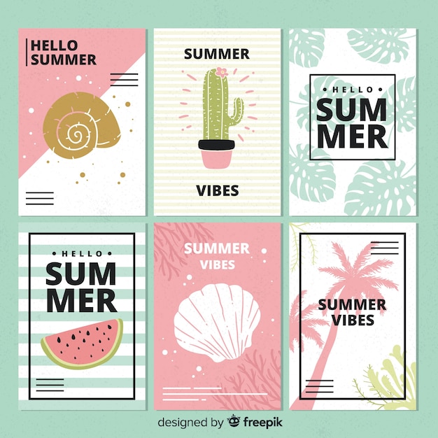 Hand drawn summer cards