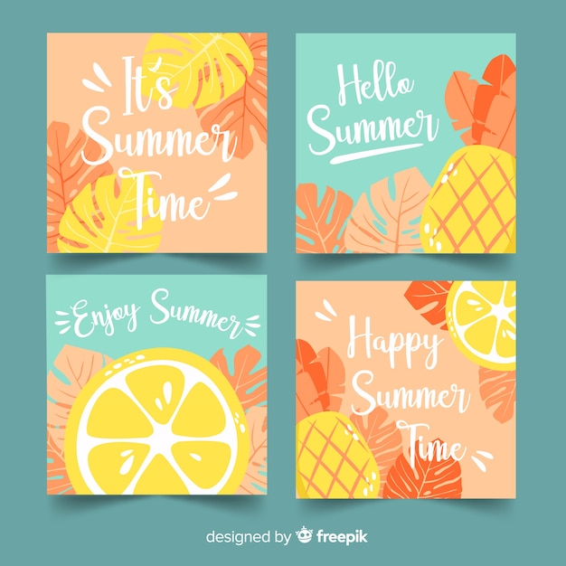 Hand drawn summer cards