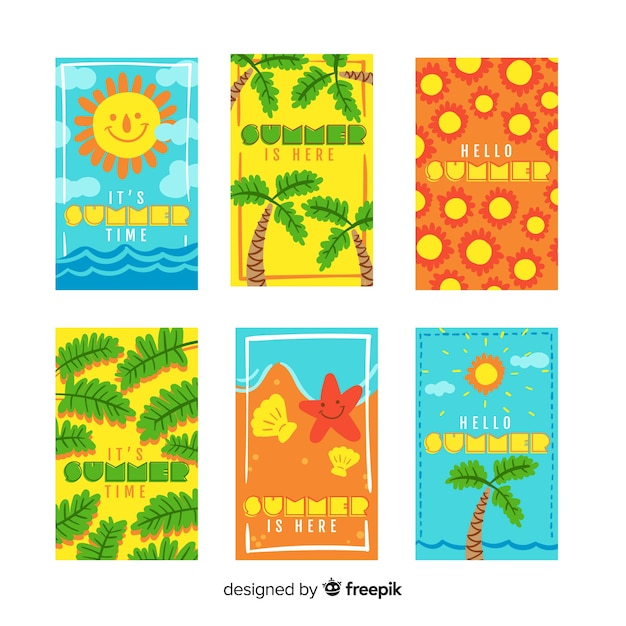 Hand drawn summer cards