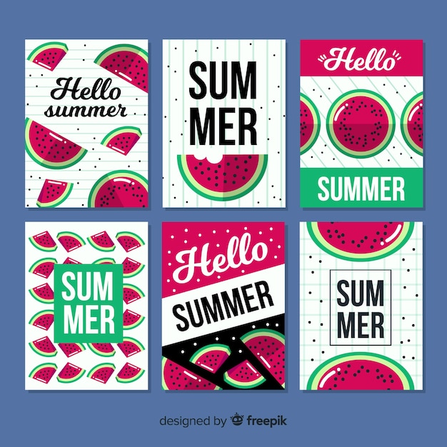 Free Vector hand drawn summer cards