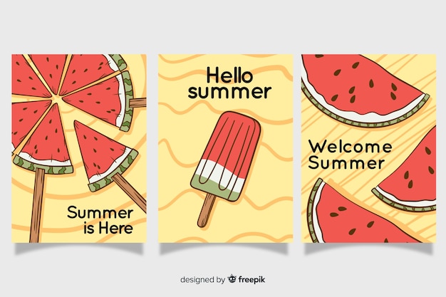 Hand drawn summer cards