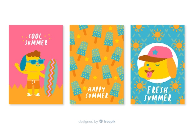 Free vector hand drawn summer cards