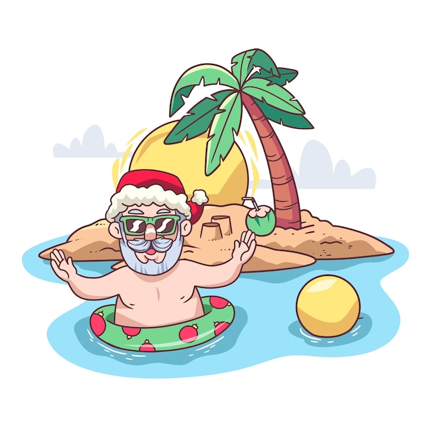 Free Vector hand drawn summer christmas illustration