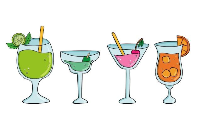 Hand drawn summer cocktail pack