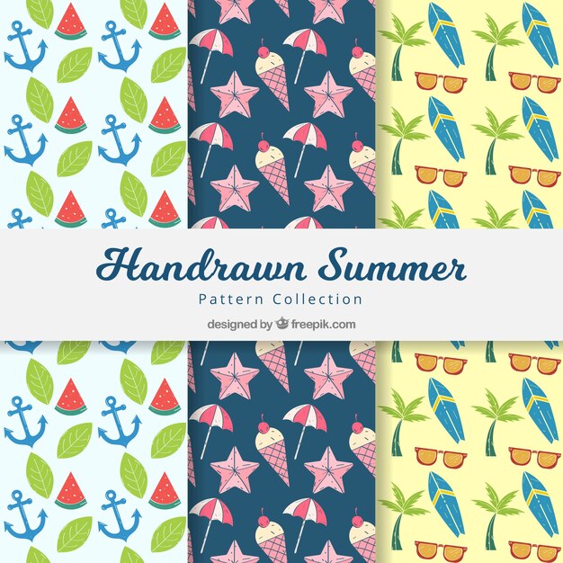 Hand drawn summer decorative patterns