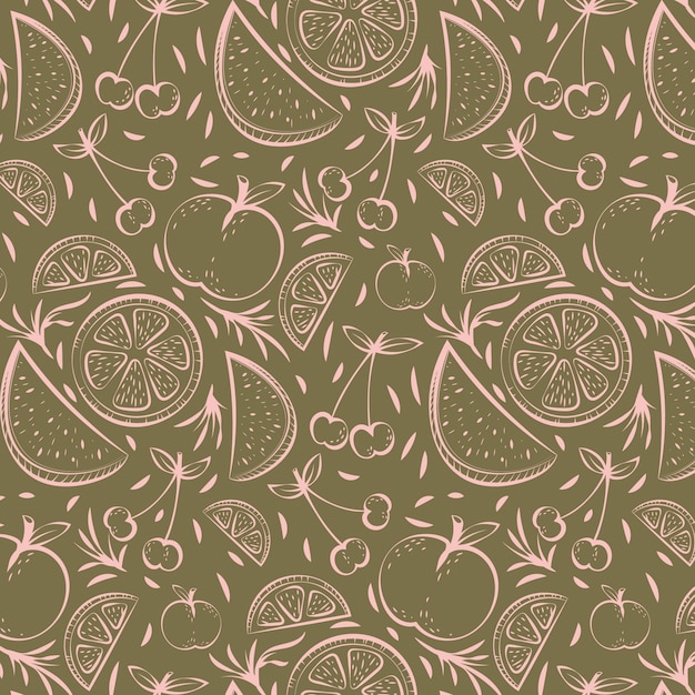 Hand drawn summer duotone pattern design