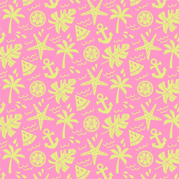 Hand drawn summer duotone pattern design