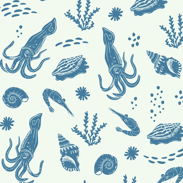 Hand drawn summer duotone pattern design