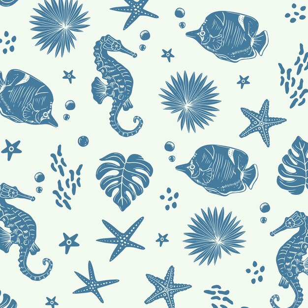 Hand drawn summer duotone pattern design