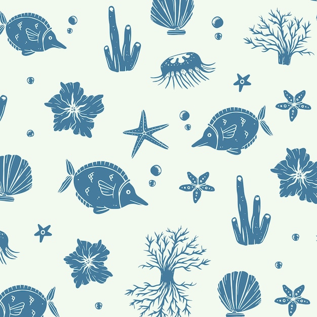 Hand drawn summer duotone pattern design