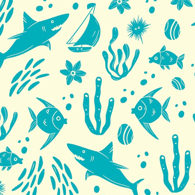 Hand drawn summer duotone pattern design