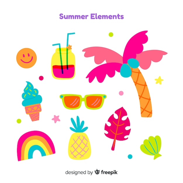 Hand drawn summer element collection